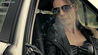 Stranded Couple Gets Naughty in the Car with Leather Seats.