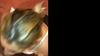 The Intense Blowjob From Latina Blonde Slut Deepthroating Big Cock With Toys