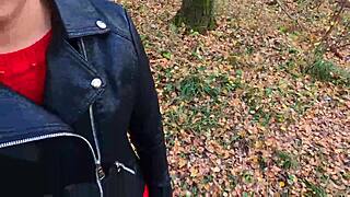 caught while jerking me off risky public handjob by cute teen 18+ in forest - nata sweet