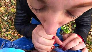 caught while jerking me off risky public handjob by cute teen 18+ in forest - nata sweet