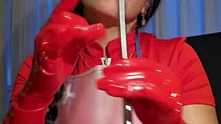 Nurse in latex gloves dominates patient in hospital