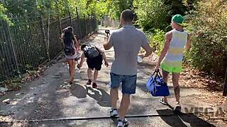 whore lost in forest takes cum in every hole!