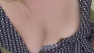 Blonde MILF uses dildo while talking dirty on a video call with her lover