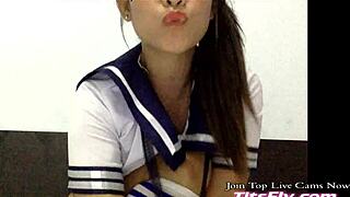 Big ass school girl on live cam fucks her ass with a dildo