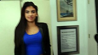 The skinny brunette says, Watch me show the director how hot and naughty I can be with this big cock.