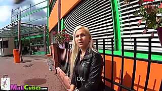 Brunette with small tits fucks outdoors