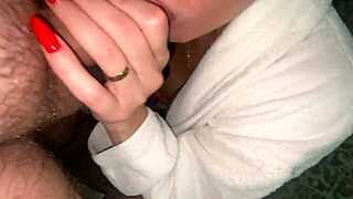 Maid Sucks Client's Massive Cock In Hotel Room While Wearing Stockings