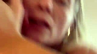 Beautiful blonde milf and her partner share intimate moments at home