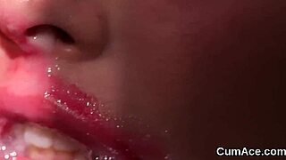 I watch this feisty hottie get jizz shot on her face while sucking all the cum.