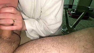 Maid Sucks Client's Massive Cock In Hotel Room While Wearing Stockings