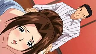 This big tits milf in yellow lingerie is enjoying sex in hentai.