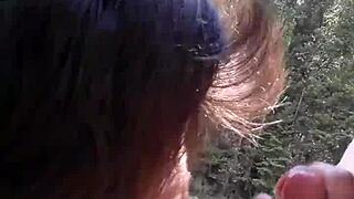 petite latinas sucks huge cock and swallowed cum by riverfront