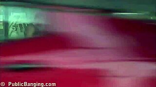 Extreme public threesome at bus stop with hot petite girl!