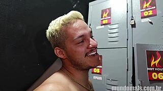 Swapping cocks in locker room after training, guys!