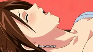 This big tits milf in yellow lingerie is enjoying sex in hentai.