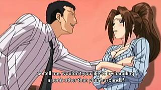 This big tits milf in yellow lingerie is enjoying sex in hentai.