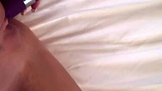 Testing huge vibrator on ripped clothes and tits?