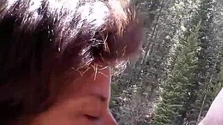 petite latinas sucks huge cock and swallowed cum by riverfront