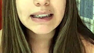 Beautiful slim girl teaches sexy outfits in a casual way