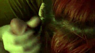 redhead sucks balls hard with handjob in amateur session!