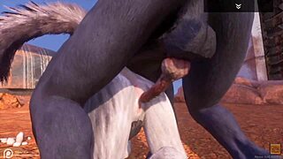 Alpha wolf enjoys tasty she-wolf in wild life adventure