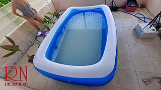 regina noir in bikini gets dominated and fucked doggystyle in swimming pool.