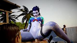 sexy widowmaker fucks on the beach in overwatch parody