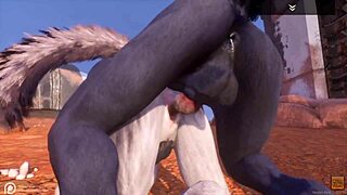 Alpha wolf enjoys tasty she-wolf in wild life adventure