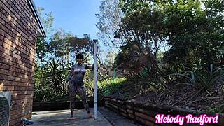 Cheeky homemade try on haul featuring pretty mature bimbo in micro bikini with fake tits and big ass