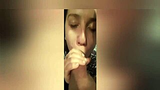 girlfriend gives deepthroat blowjob amazing