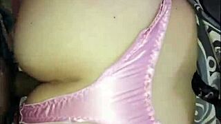 French amateur in pink satin panties gets deepthroat and ass to mouth.