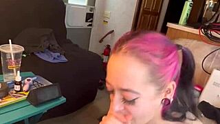 Beautiful Skinny Teen Woman Plays With Tongue On Big Hard Cock