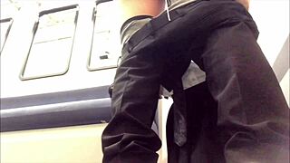 curious japanese couple sneaks intimate moments on empty rural train