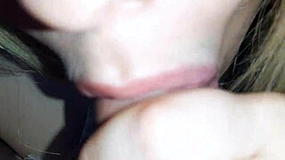 Wife Meets Husband After Work in Sexy Outfit for Blowjob