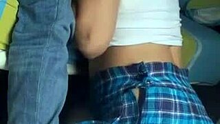 hot school babe sucking my dick till cum in mouth after class