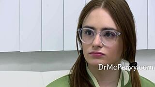 Is petite patient ready for doctor’s wild sofa action?