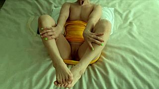 Lana, a skinny amateur with big bubble butt, uses toys on tight pussy in yellow dress alone.