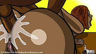 big booty black BBW TAKES huge COCK up her ASS in cartoon style