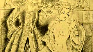 vintage erotic illustration from an old comic book, so retro and antique for anime fans