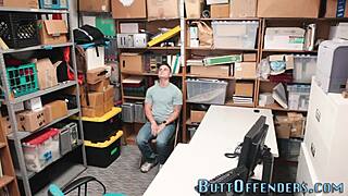 gay amateur thief caught giving blowjob to interracial guy 😈