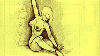 vintage erotic illustration from an old comic book, so retro and antique for anime fans