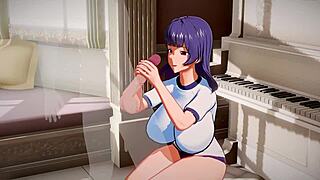 i'm moaning with aki nijou's big tits bouncing in hentai