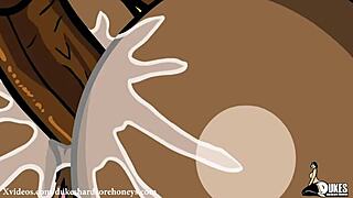 big booty black BBW TAKES huge COCK up her ASS in cartoon style