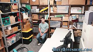 gay amateur thief caught giving blowjob to interracial guy 😈