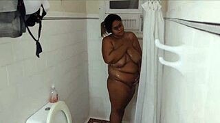 my stepmom was bathing when i got hard. ended up banging her big pussy in bathroom.