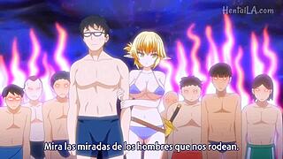 Linda chica rubia en la playa hentai