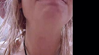 blonde stepsister films facial cumshot on camera