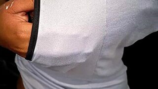 ebony girl teases with beautiful tits in your face 😍