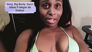 Hot wildcat shakes her ass in g-string thong.