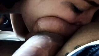 young woman gets excited sucking and drinking liquid in demonstration